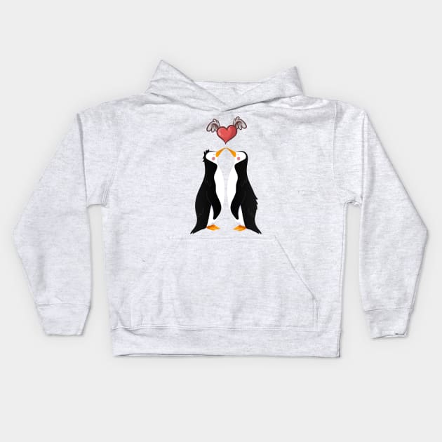 Cute Penguin Valentine Day Kids Hoodie by prestigeelement